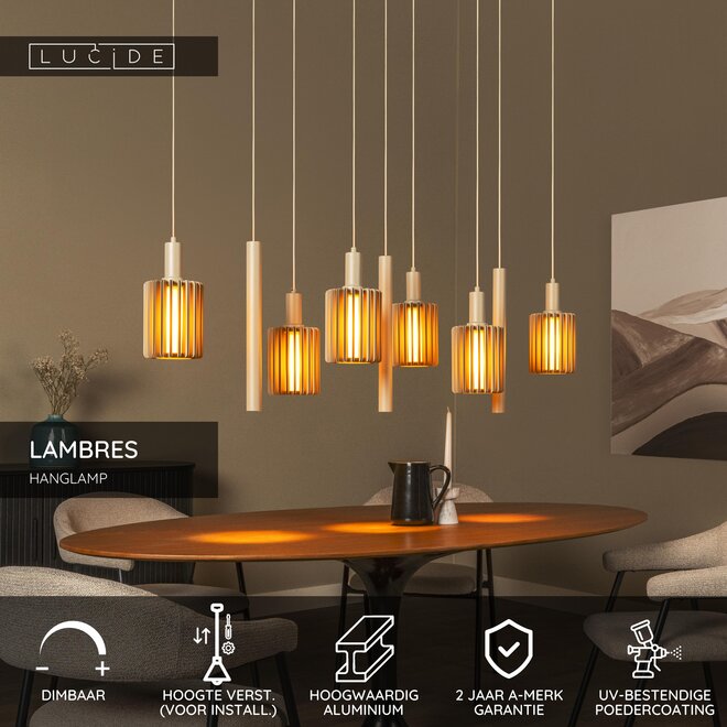 LAMBRES - Hanglamp - 6xE27 - Taupe