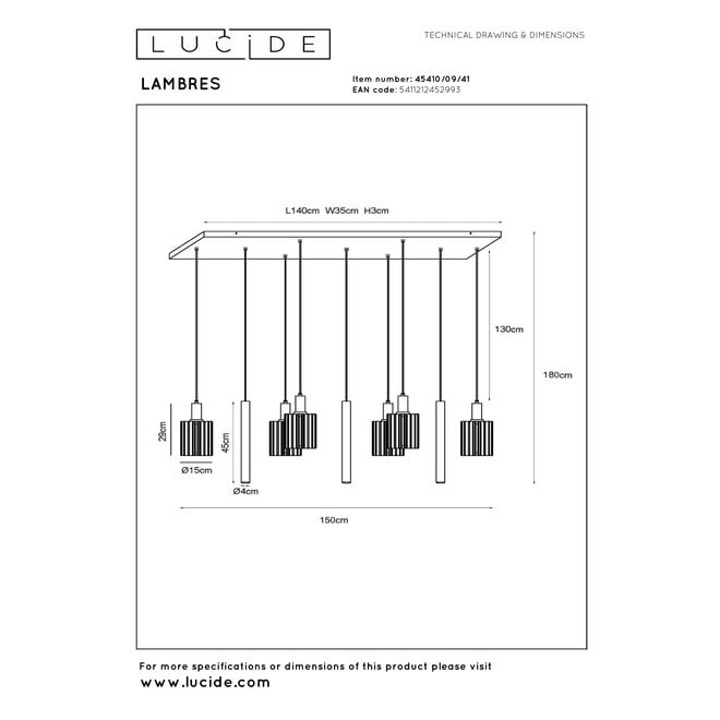 LAMBRES - Hanglamp - 6xE27 - Taupe