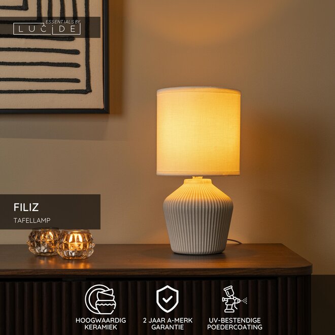 FILIZ - Tafellamp - Ø 16 cm - 1xE14 - Beige - Essential