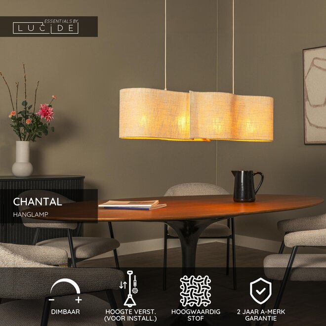 CHANTAL - Hanglamp - 4xE27 - Beige - Essential