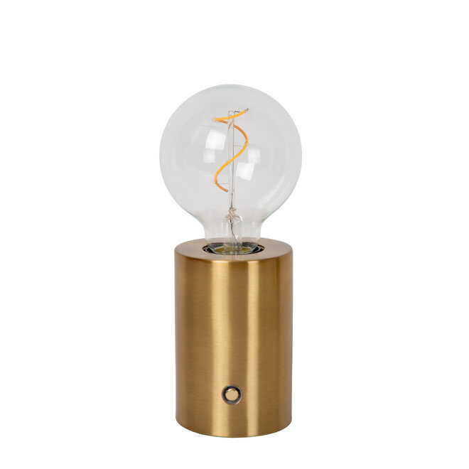 VIVO - Oplaadbare Tafellamp - Accu/Batterij - Ø 8 cm - LED Dimb. - E27 - 1x1W 2700K - Mat Goud / Messing