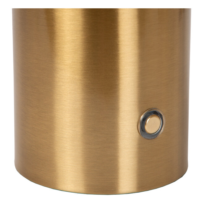 VIVO - Oplaadbare Tafellamp - Accu/Batterij - Ø 8 cm - LED Dimb. - E27 - 1x1W 2700K - Mat Goud / Messing