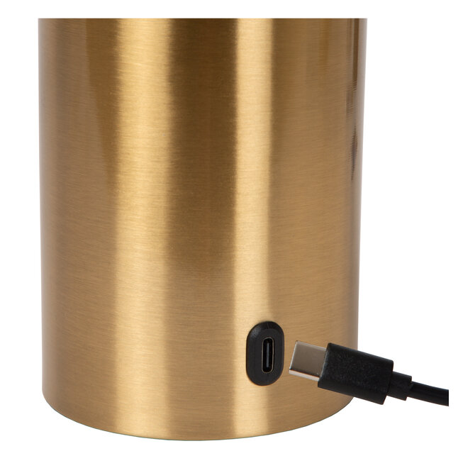 VIVO - Oplaadbare Tafellamp - Accu/Batterij - Ø 8 cm - LED Dimb. - E27 - 1x1W 2700K - Mat Goud / Messing