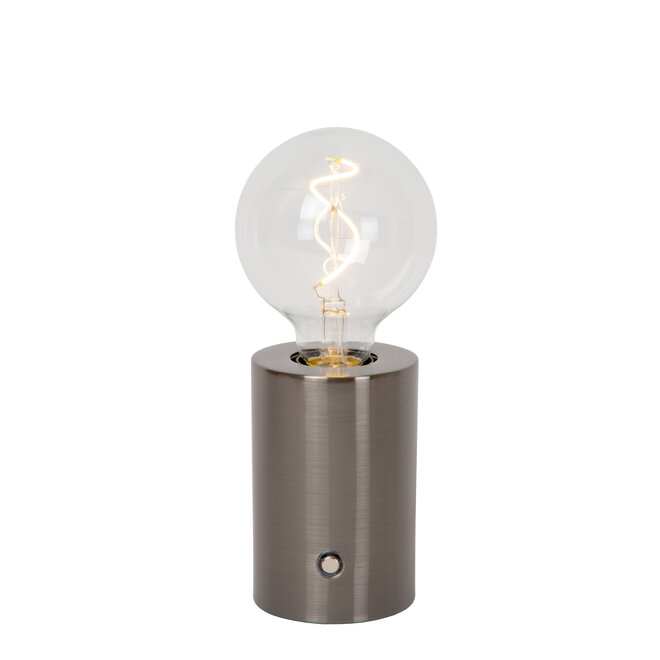 VIVO - Oplaadbare Tafellamp - Accu/Batterij - Ø 8 cm - LED Dimb. - E27 - 1x1W 2700K - Mat zwart chroom