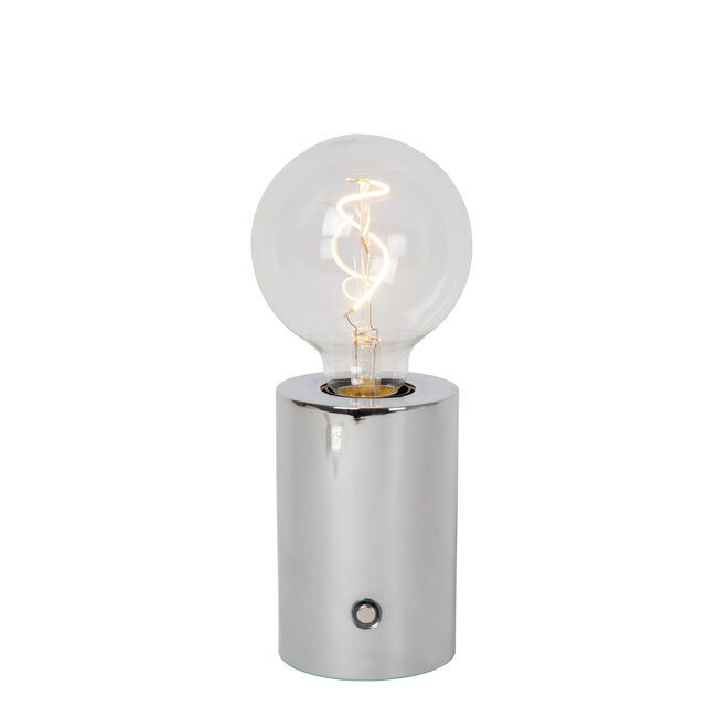 VIVO - Oplaadbare Tafellamp - Accu/Batterij - Ø 8 cm - LED Dimb. - E27 - 1x1W 2700K - Chroom