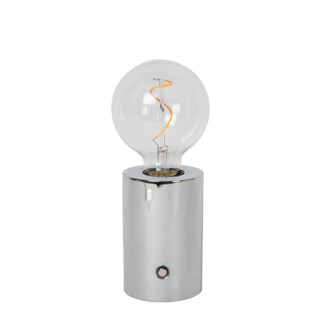 VIVO - Oplaadbare Tafellamp - Accu/Batterij - Ø 8 cm - LED Dimb. - E27 - 1x1W 2700K - Chroom