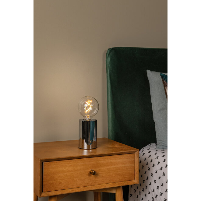VIVO - Oplaadbare Tafellamp - Accu/Batterij - Ø 8 cm - LED Dimb. - E27 - 1x1W 2700K - Chroom