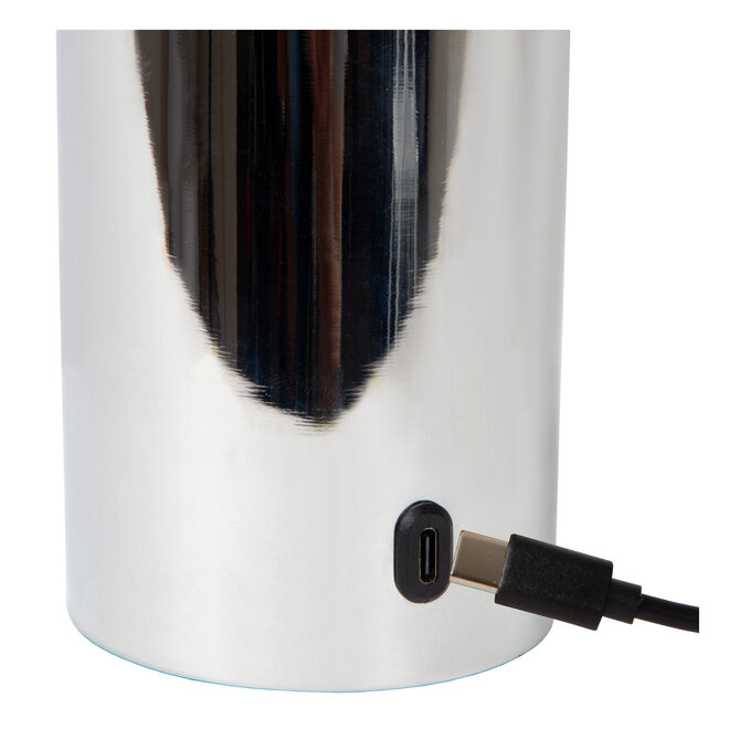 VIVO - Oplaadbare Tafellamp - Accu/Batterij - Ø 8 cm - LED Dimb. - E27 - 1x1W 2700K - Chroom