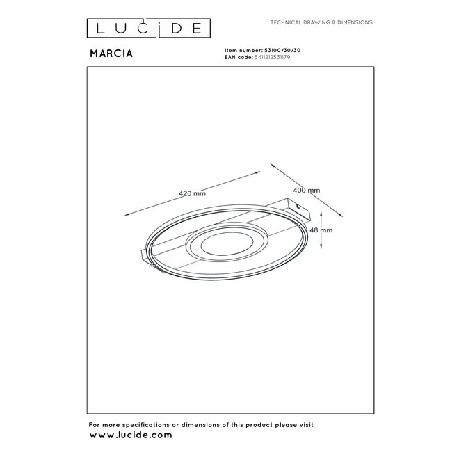 MARCIA - Plafonnière - LED 3 StepDim - 1x32W 2700K - Zwart - Essential