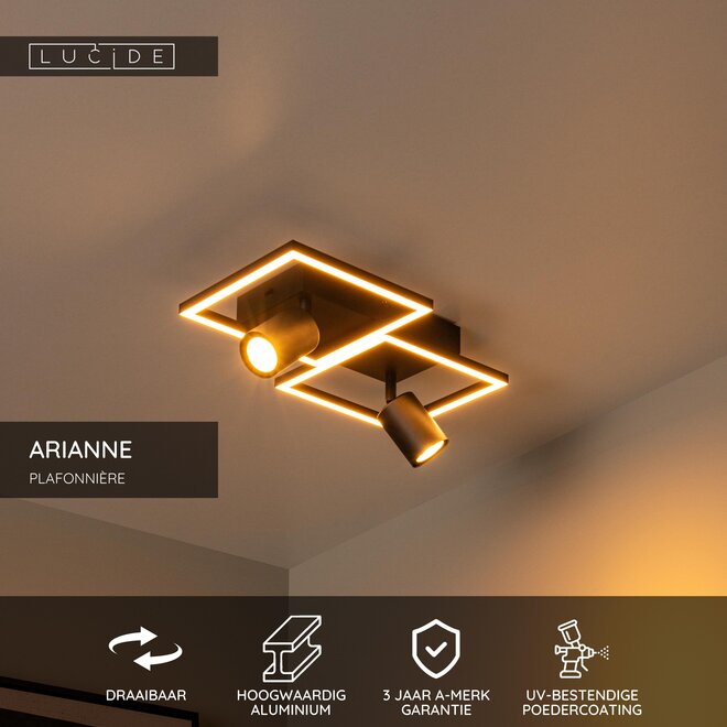 ARIANNE - Plafonnière - LED - 2xGeïntegreerde LED - 2xGU10 - CCT - Zwart