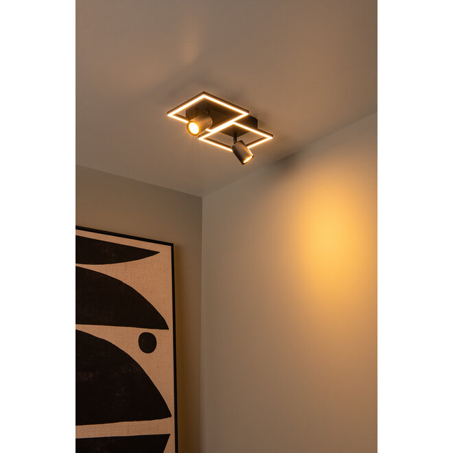 ARIANNE - Plafonnière - LED - 2xGeïntegreerde LED - 2xGU10 - CCT - Zwart