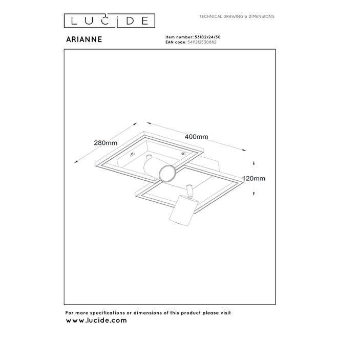 ARIANNE - Plafonnière - LED - 2xGeïntegreerde LED - 2xGU10 - CCT - Zwart