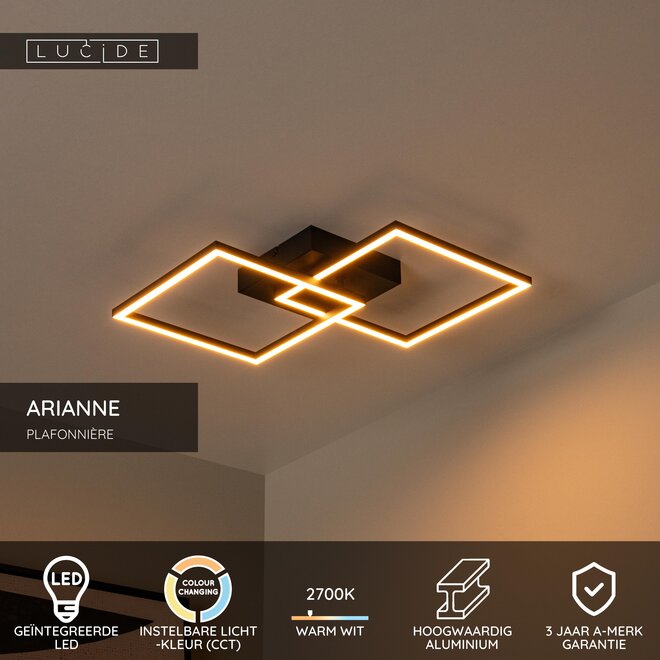 ARIANNE - Plafonnière - LED - CCT - 1x23W 2700K/4000K - Zwart