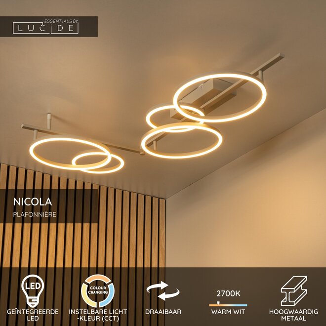 NICOLA - Plafonnière - LED - CCT - 1x37W 2700K/4000K - Taupe - Essential