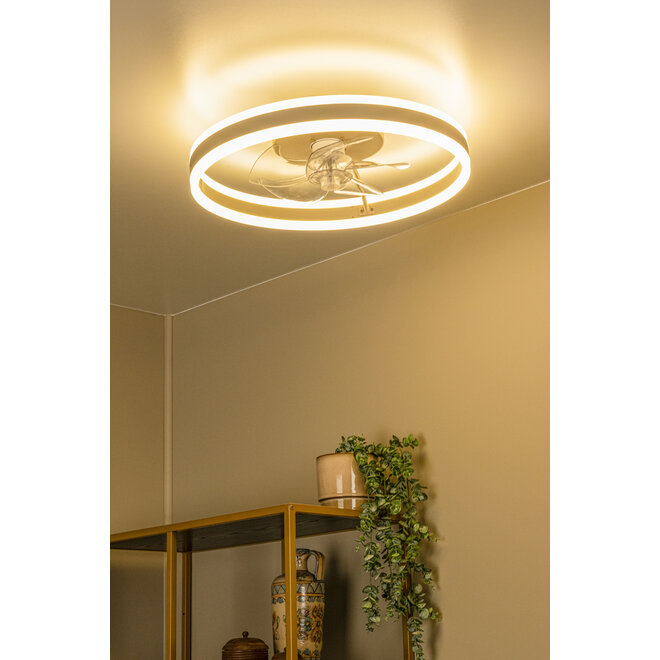 KARRUSEL - Plafondventilator met lamp - Ø 50 cm - LED Dimb. - CCT - 1x36W 2200K/2700K/3000K - Taupe - Essential