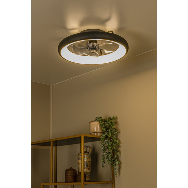 KARRUSEL - Plafondventilator met lamp - Ø 48 cm - LED Dimb. - CCT - 1x36W 2200K/2700K/3000K - Zwart - Essential