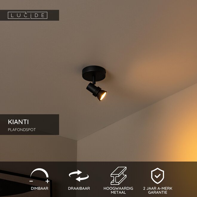 KIANTI - Plafondspot - Ø 10 cm - 1xGU10 (MR16) - Zwart