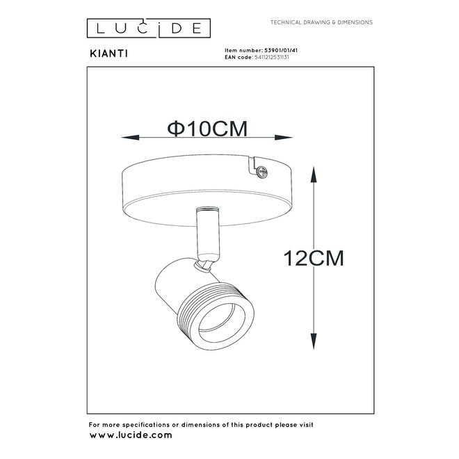 KIANTI - Plafondspot - Ø 10 cm - 1xGU10 (MR16) - Taupe