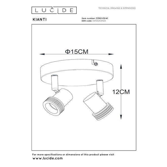 KIANTI - Plafondspot - Ø 15 cm - 2xGU10 (MR16) - Taupe
