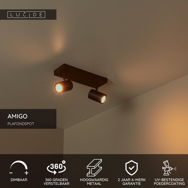 AMIGO - Plafondspot - 2xGU10 (MR16) - Zwart