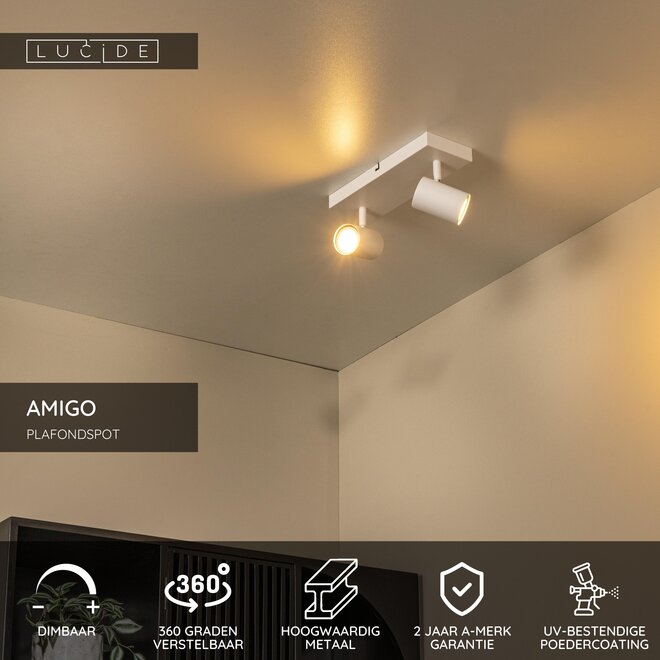 AMIGO - Plafondspot - 2xGU10 (MR16) - Wit