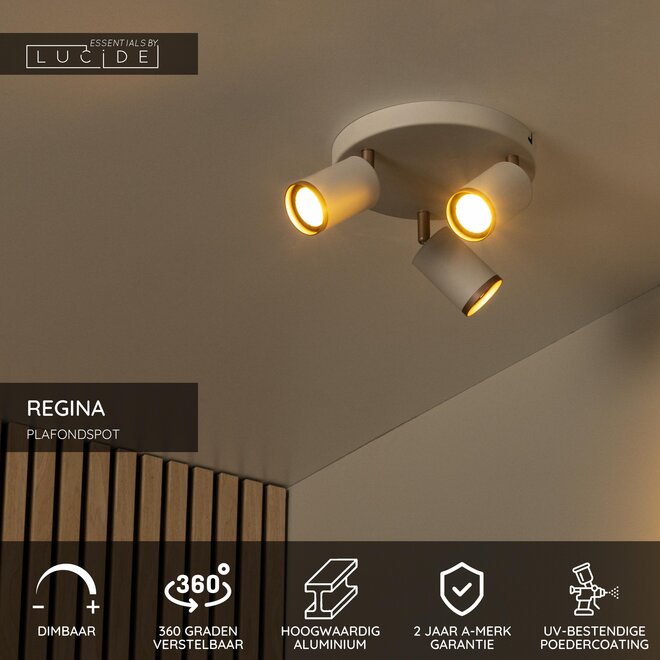 REGINA - Plafondspot - Ø 21 cm - 3xGU10 (MR16) - Taupe - Essential