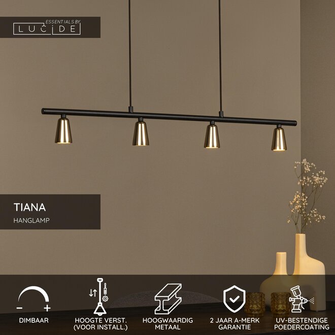 TIANA - Hanglamp - 4xGU10 (MR16) - Champagne kleur - Essential