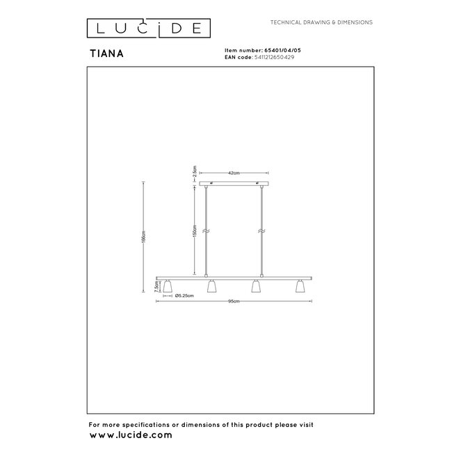 TIANA - Hanglamp - 4xGU10 (MR16) - Champagne kleur - Essential