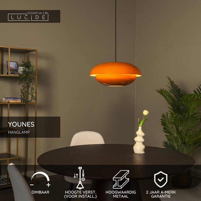 YOUNES - Hanglamp - Ø 40 cm - 1xE27 - Oranje - Essential