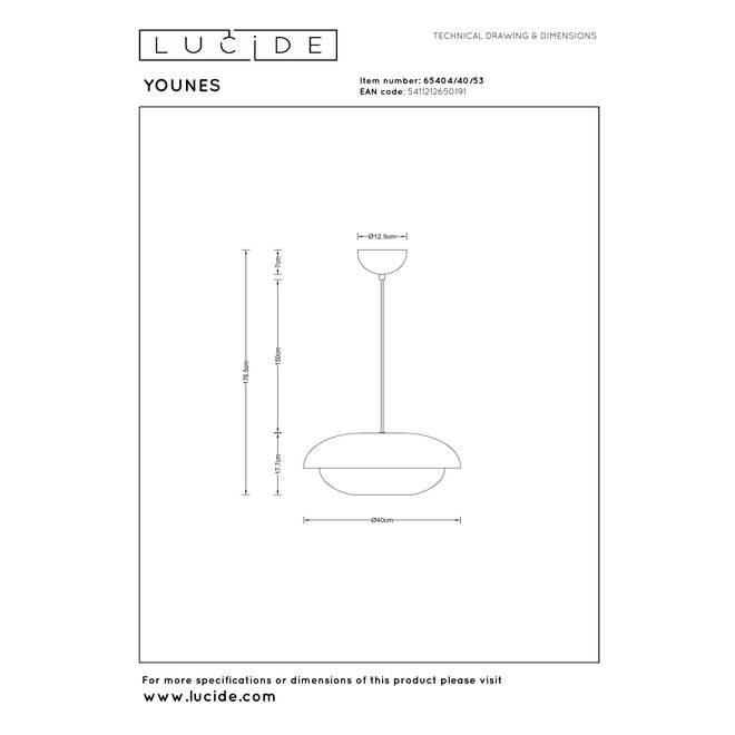 YOUNES - Hanglamp - Ø 40 cm - 1xE27 - Oranje - Essential