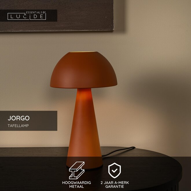 JORGO - Tafellamp - Ø 20 cm - 1xE27 - Terracotta - Essential