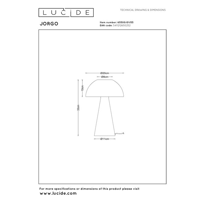 JORGO - Tafellamp - Ø 20 cm - 1xE27 - Terracotta - Essential