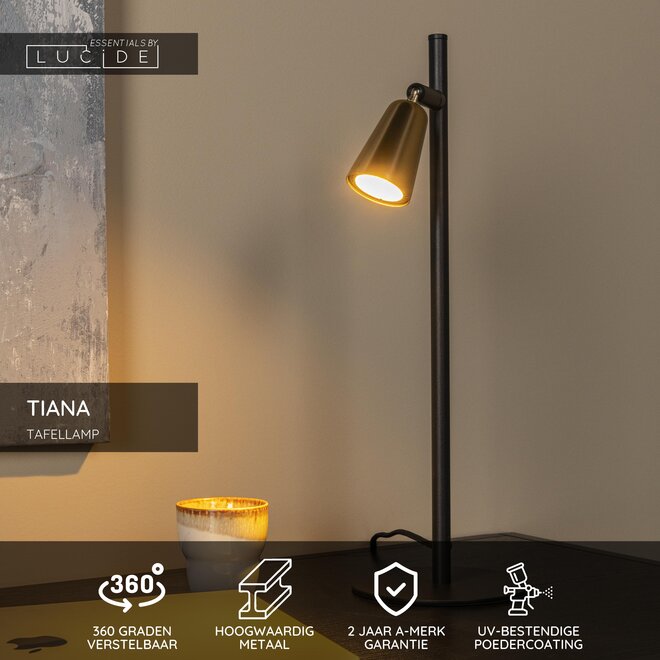 TIANA - Tafellamp - 1xGU10 (MR16) - Champagne kleur - Essential