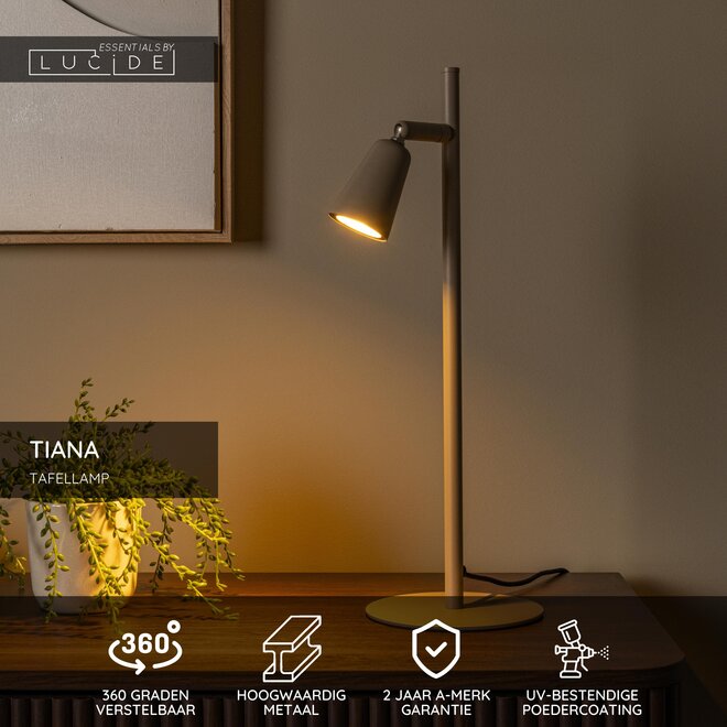 TIANA - Tafellamp - 1xGU10 (MR16) - Taupe - Essential