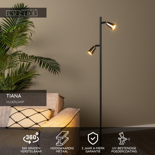 TIANA - Vloerlamp - 2xGU10 (MR16) - Champagne kleur - Essential