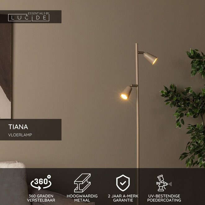TIANA - Vloerlamp - 2xGU10 (MR16) - Taupe - Essential