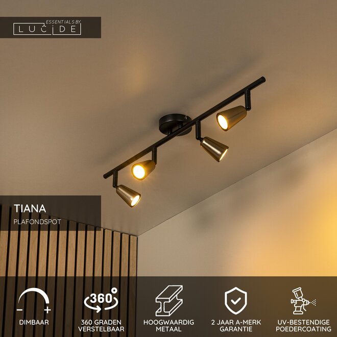 TIANA - Plafondspot - 4xGU10 (MR16) - Champagne kleur - Essential