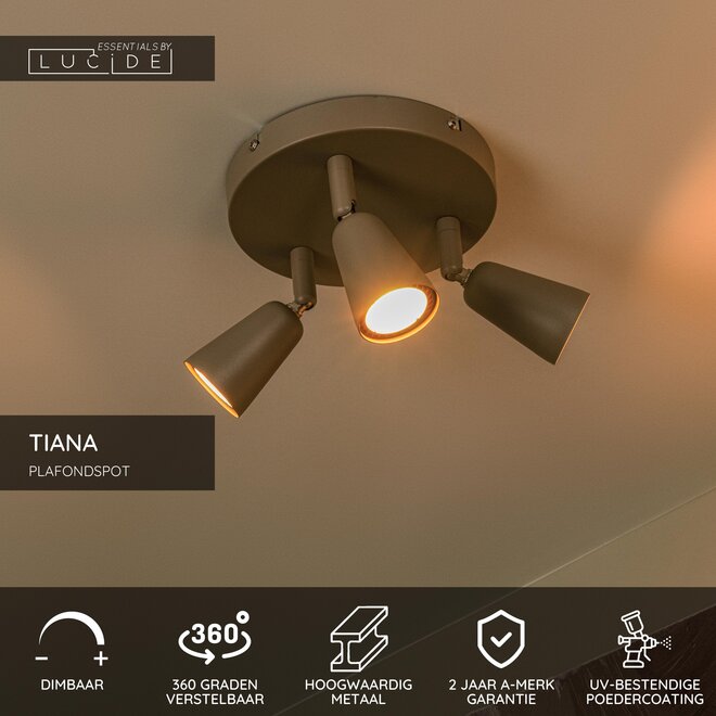 TIANA - Plafondspot - 3xGU10 (MR16) - Taupe - Essential