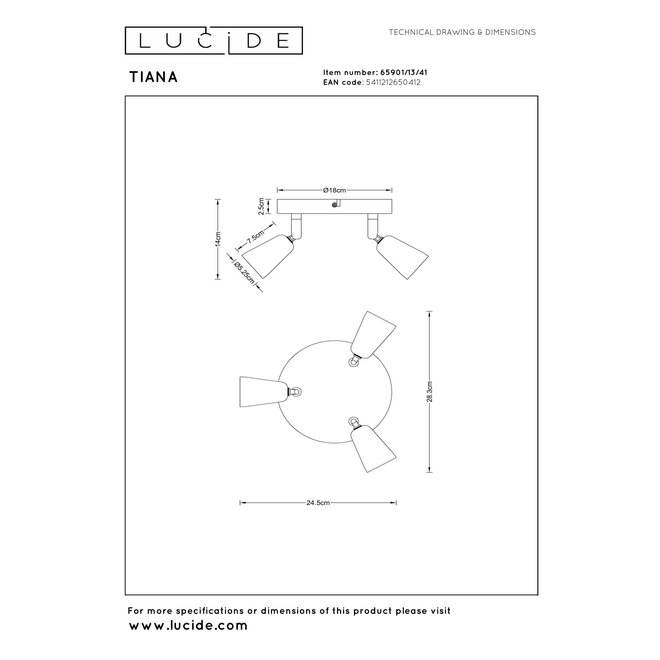 TIANA - Plafondspot - 3xGU10 (MR16) - Taupe - Essential
