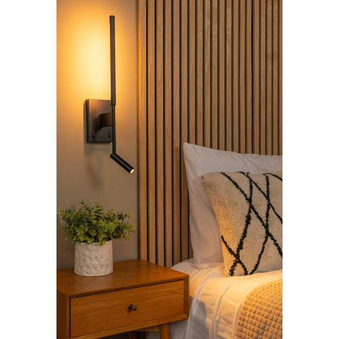 FINAN - Wandlamp - LED - 2700K - Met USB oplaadpunt - Zwart