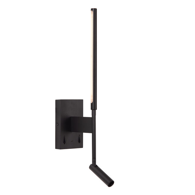 FINAN - Wandlamp - LED - 2700K - Met USB oplaadpunt - Zwart