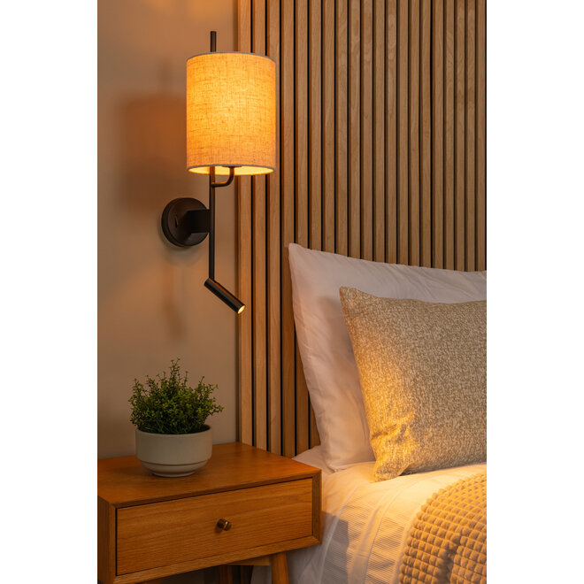 MAGIC - Wandlamp - 1xE27 - Met USB oplaadpunt - Zwart