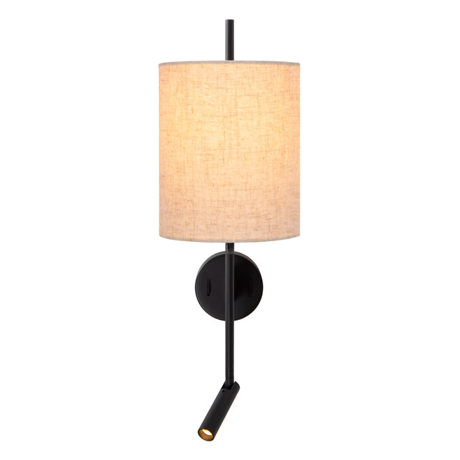 MAGIC - Wandlamp - 1xE27 - Met USB oplaadpunt - Zwart