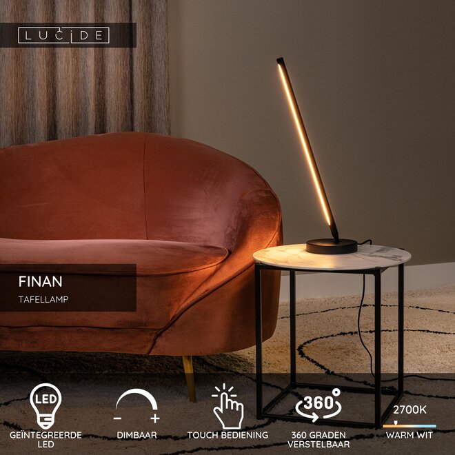 FINAN - Tafellamp - LED Dimb. - 1x12W 2700K - Zwart
