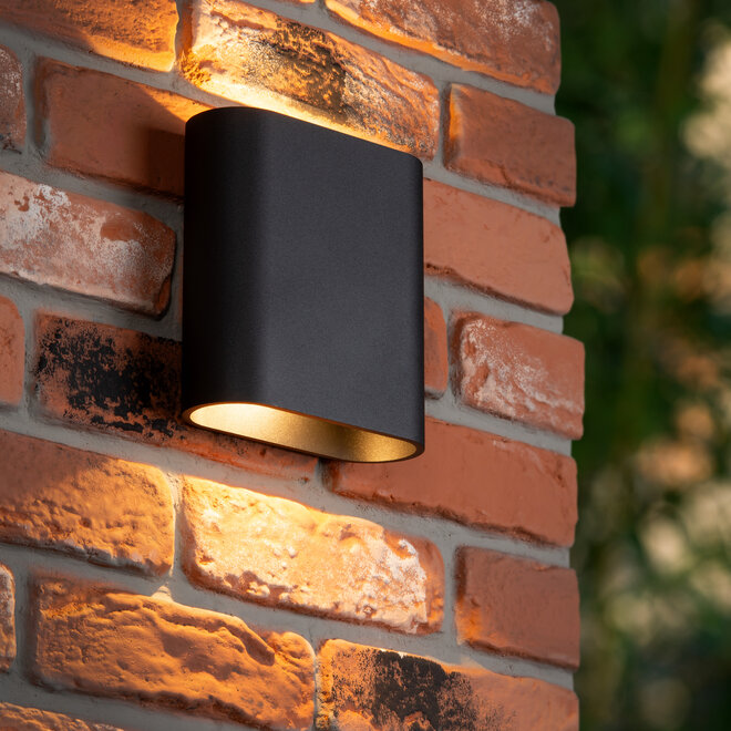 ATILA - Wandlamp Binnen/Buiten - LED Dimb. - 2x5W 2700K - IP65 - Zwart
