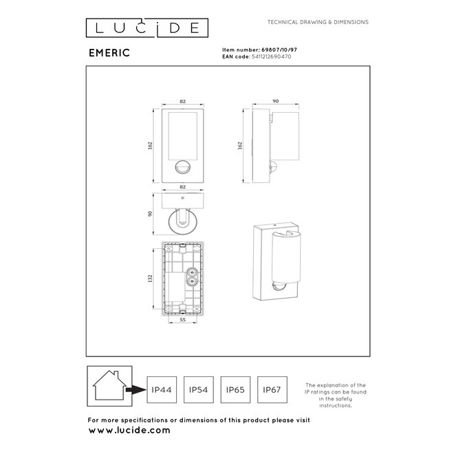 EMERIC - Wandspot / Wandlamp Binnen/Buiten - LED - CCT - 1x10W 2200K/3000K - IP54 - Bewegingssensor - Roest bruin - Essential
