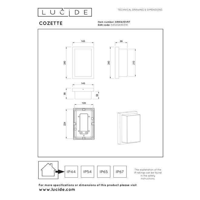 COZETTE - Wandlamp Binnen/Buiten - 1xE27 - IP65 - Roest bruin - Essential