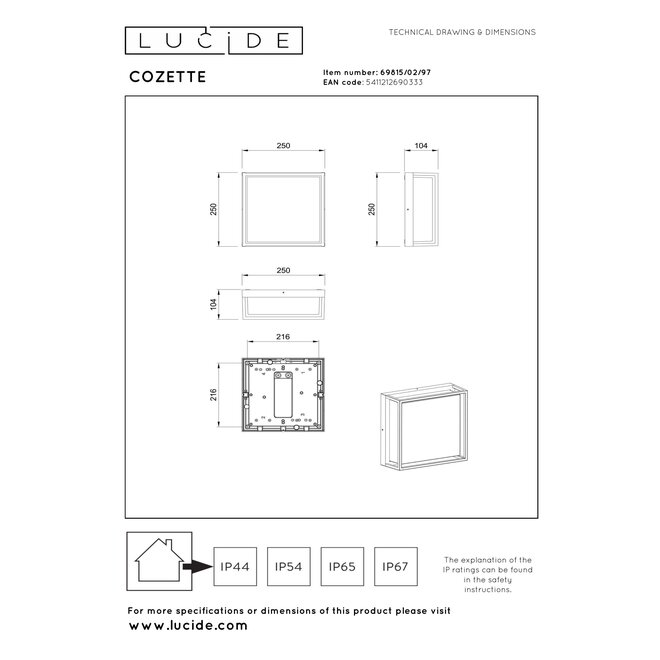 COZETTE - Wandlamp Binnen/Buiten - 2xE27 - IP65 - Roest bruin - Essential