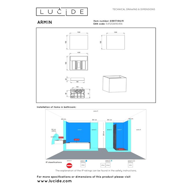 ARMIN - Wandspot / Wandlamp Badkamer - LED Dimb. - CCT - 2x3,5W 2200K/3000K - IP54 - Chroom - Essential