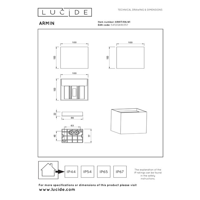 ARMIN - Wandspot / Wandlamp Badkamer - LED Dimb. - CCT - 2x3,5W 2200K/3000K - IP54 - Taupe - Essential